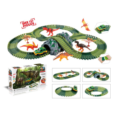 Mustar Variabilní dráha s dinosaury a tunelem 144 dílů