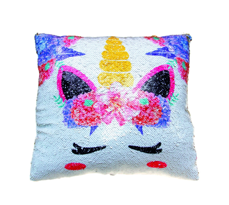 Dudlu Polštář třpytkový jednorožec 38x38 př lápěcí efekt třpytivý