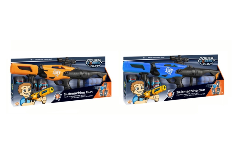 Alltoys Pistole na pěnové míčky 52 cm modrá