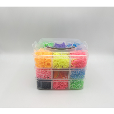 Sada gumiček pro výrobu náramků Loom Band, 3000 ks v boxu