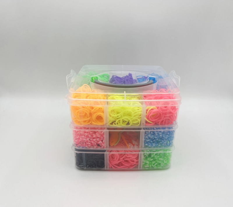 Sada gumiček pro výrobu náramků Loom Band, 3000 ks v boxu