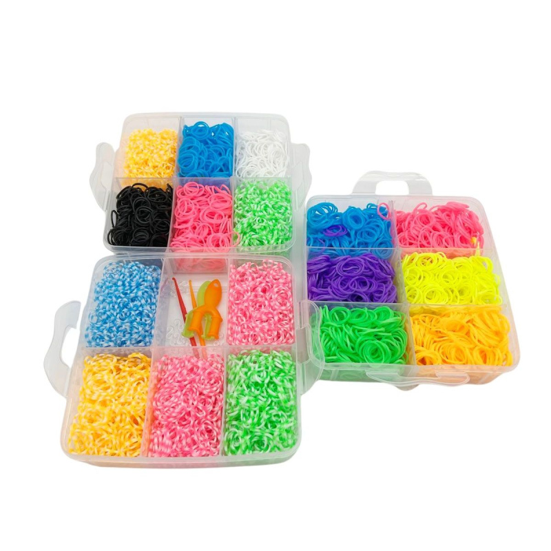 Sada gumiček pro výrobu náramků Loom Band, 3000 ks v boxu
