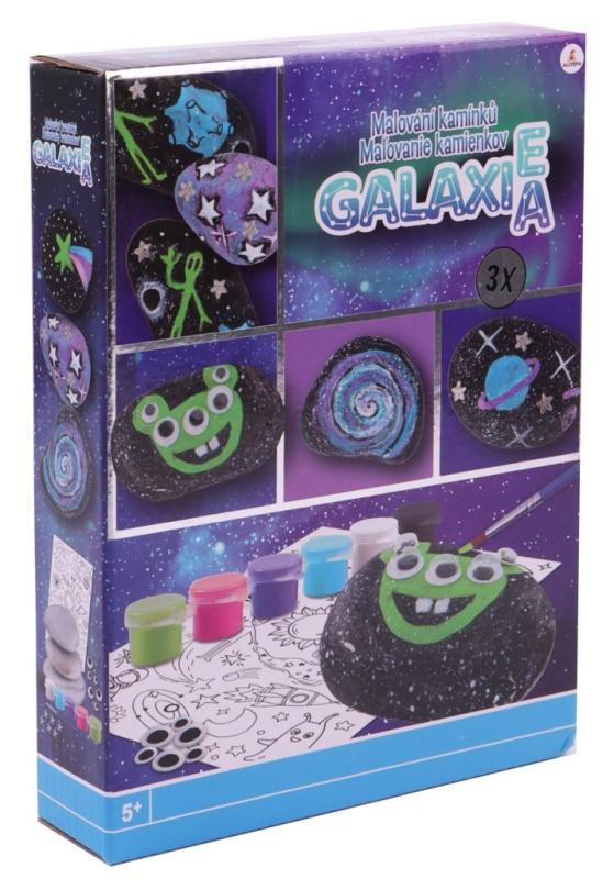 Malování na kamínky sada 3 kamenů Galaxie