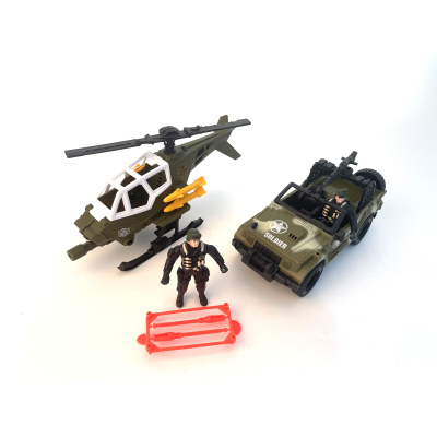 Alltoys Vojenská sada vozidlo + helikoptéra