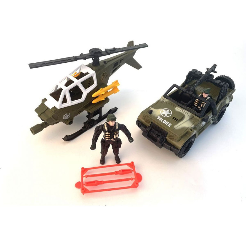 Alltoys Vojenská sada vozidlo + helikoptéra