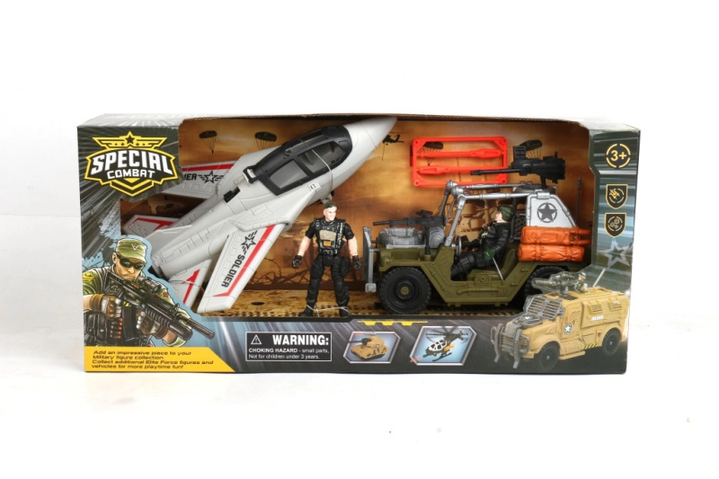 Alltoys Vojenská sada vozidlo + stíhačka