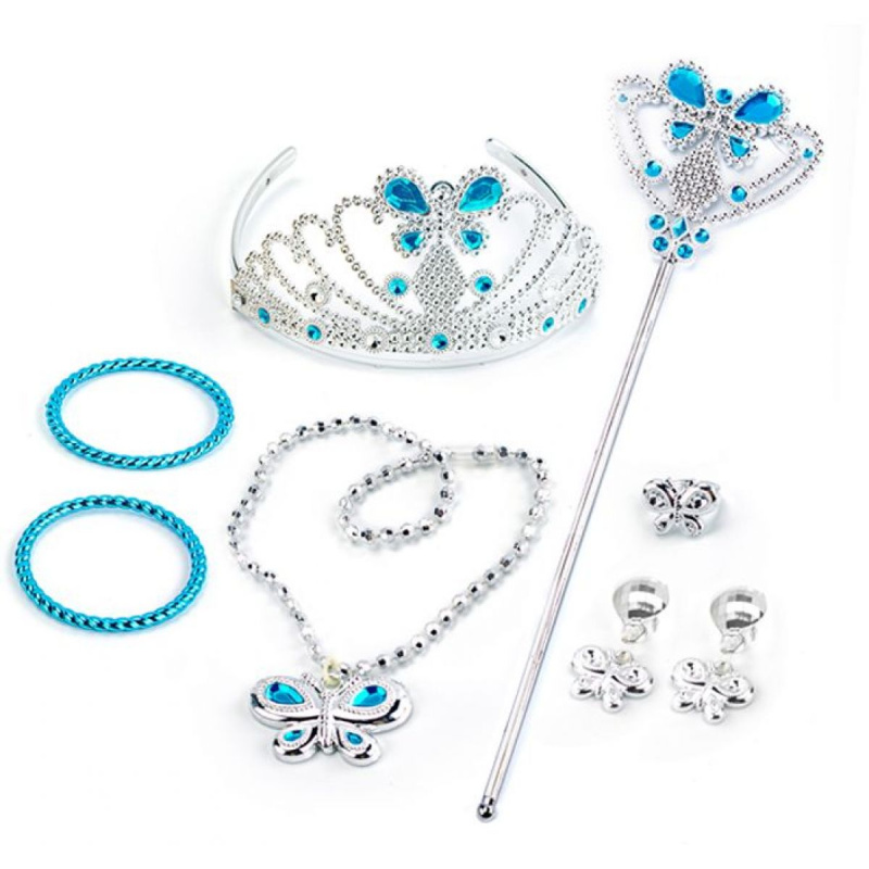 Alltoys Set pro princeznu s náramky korunkou a náušnicemi v modré