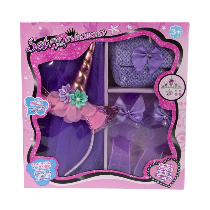 Set pro princeznu pantoflíčky, kabelka, sukýnka, čelenka s r
