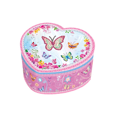 Hudební šperkovnice srdíčko motýlci