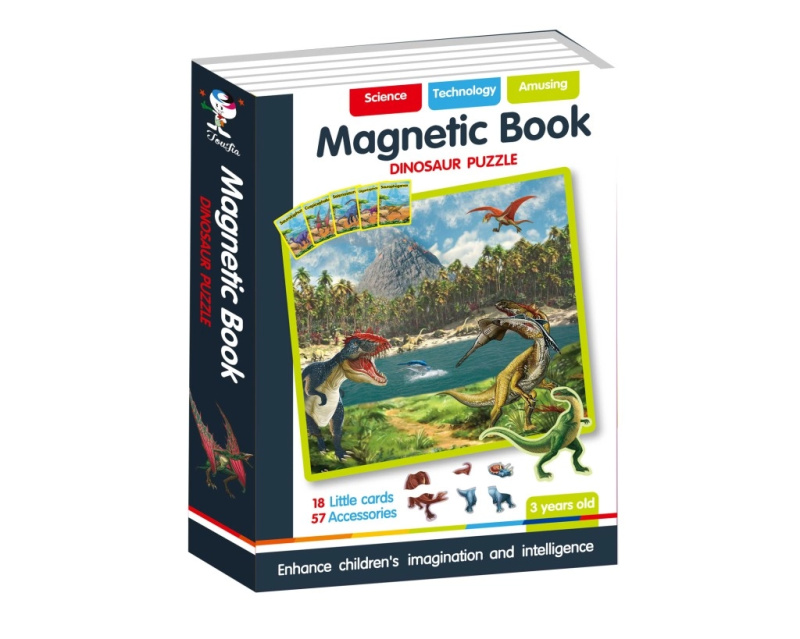 Alltoys Magnetická kniha skládačky dinosauři 75 ks