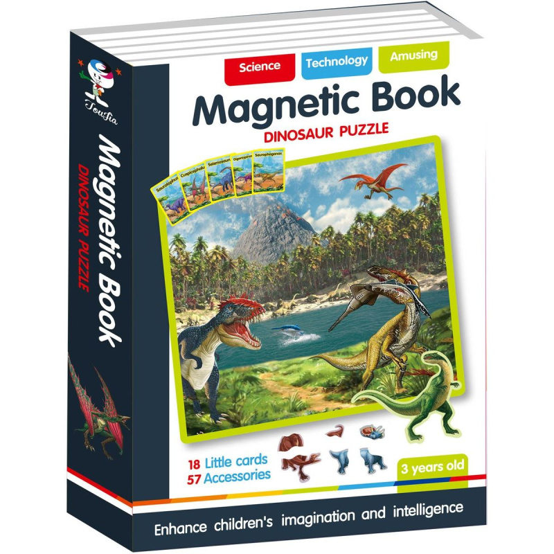 Alltoys Magnetická kniha skládačky dinosauři 75 ks