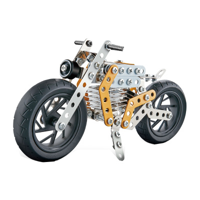 Alltoys Kovová stavebnice motorka žlutá 162 dílků