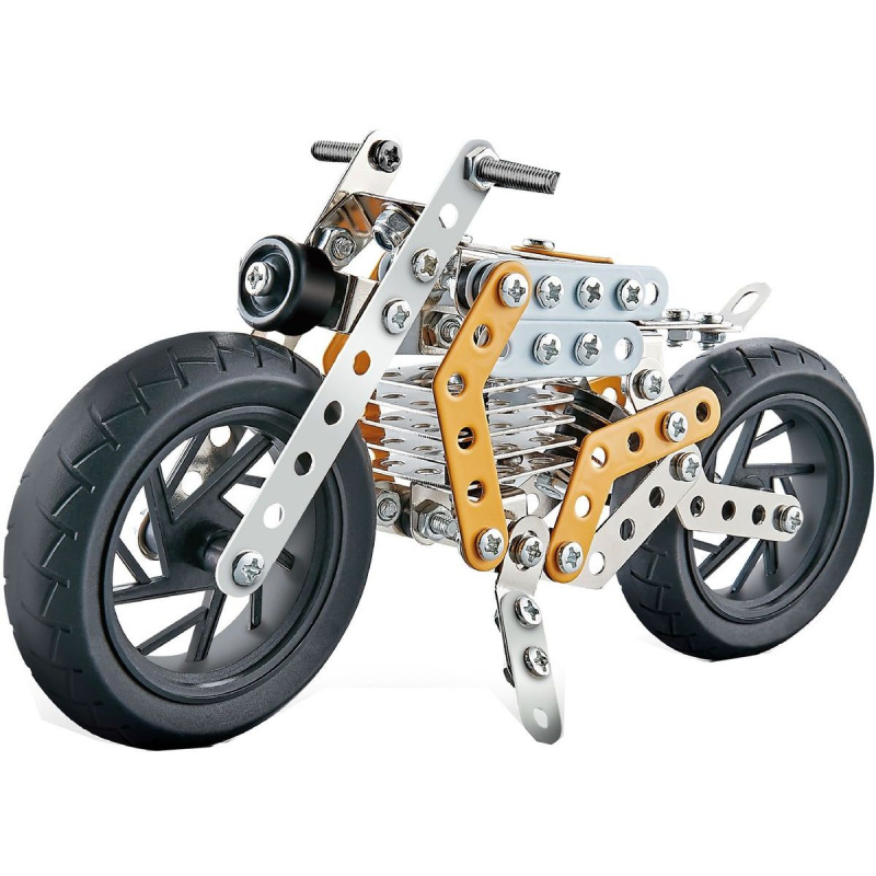 Alltoys Kovová stavebnice motorka žlutá 162 dílků
