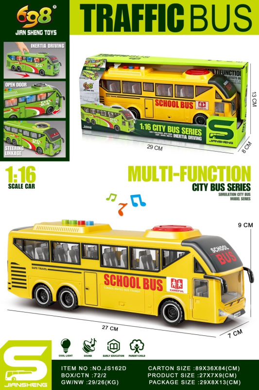 Alltoys Autobus školní žlutý 1:16