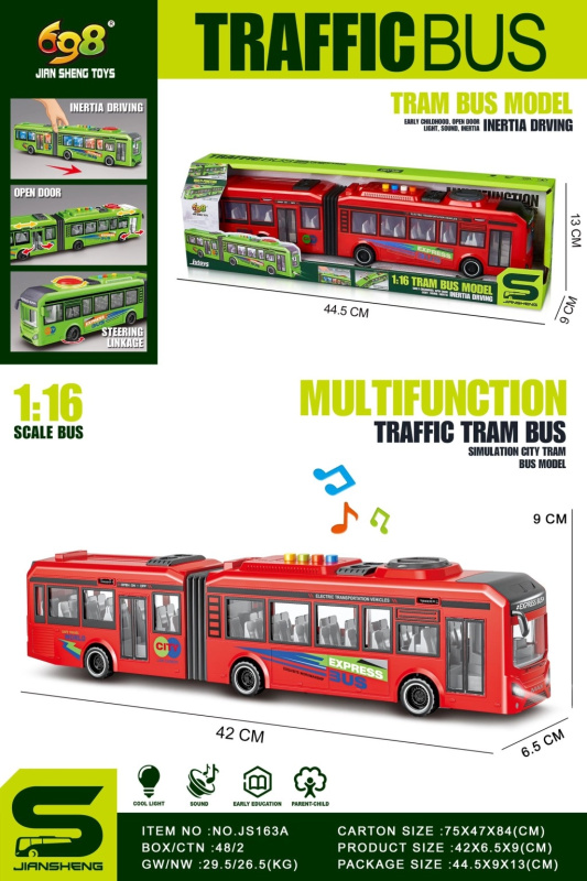 Alltoys Trolejbus červený 1:16