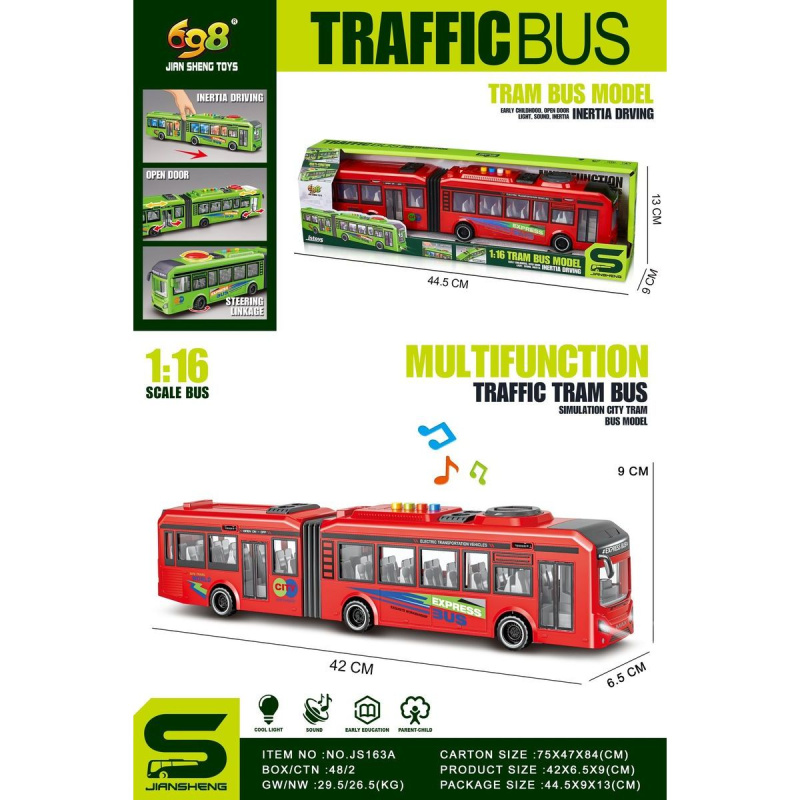 Alltoys Trolejbus červený 1:16