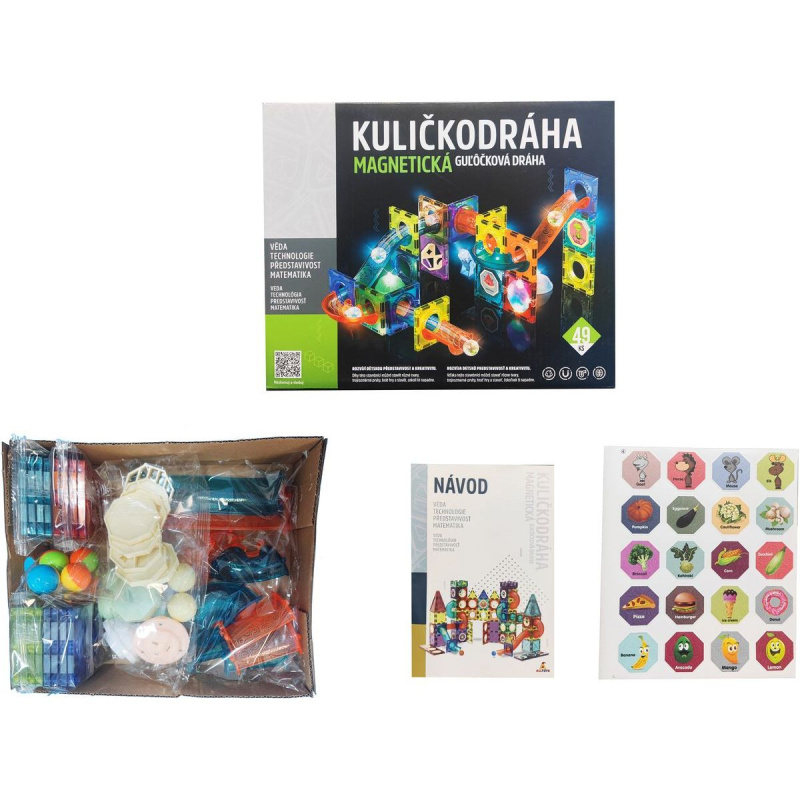Alltoys Kuličkodráha magnetická se světlem 49 ks