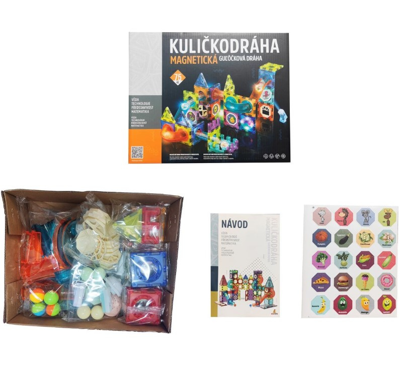 Alltoys Kuličkodráha magnetická se světlem 75 ks