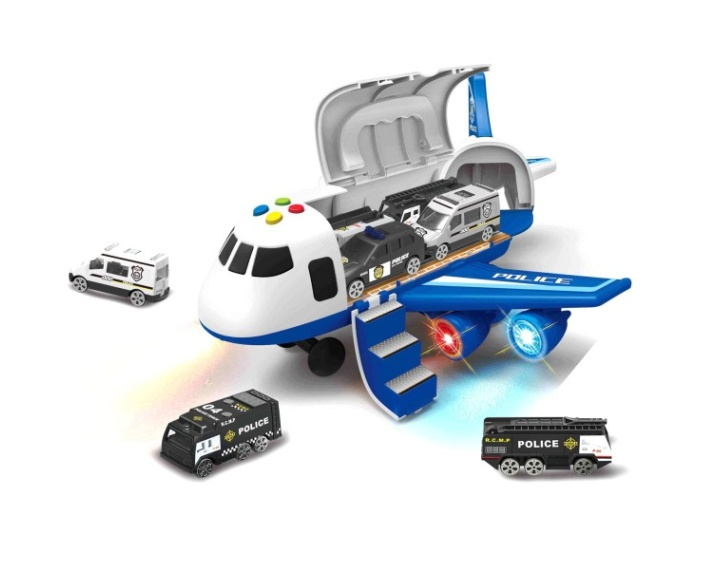 Policejní letadlo s nákladním prostorem a autíčky