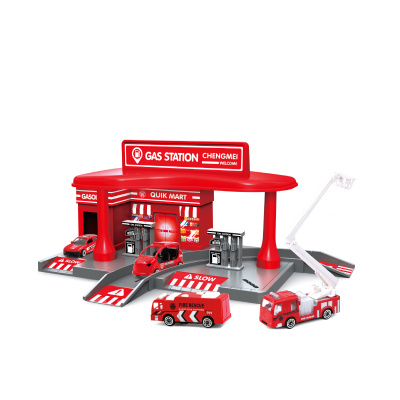 Hasičská stanice s auty