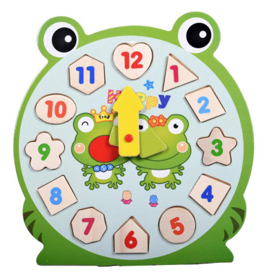 Dřevěné hodiny skládačka žabka