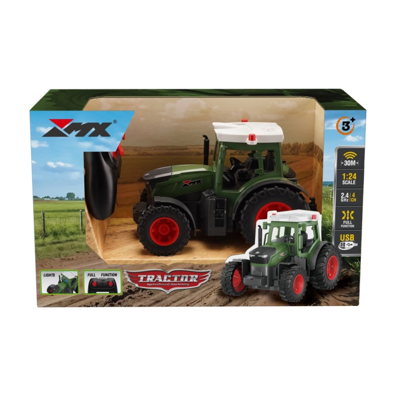 RC zemědělský traktor 2,4 GHz 1:24 s LED efekty