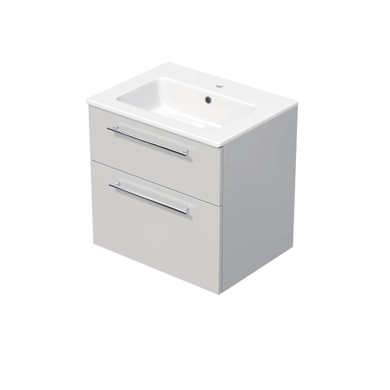 INTEDOOR Koupel.skříň+umyvadlo BEE, úchyt chrom, 2 zás., š. 61 cm, bílá lesk