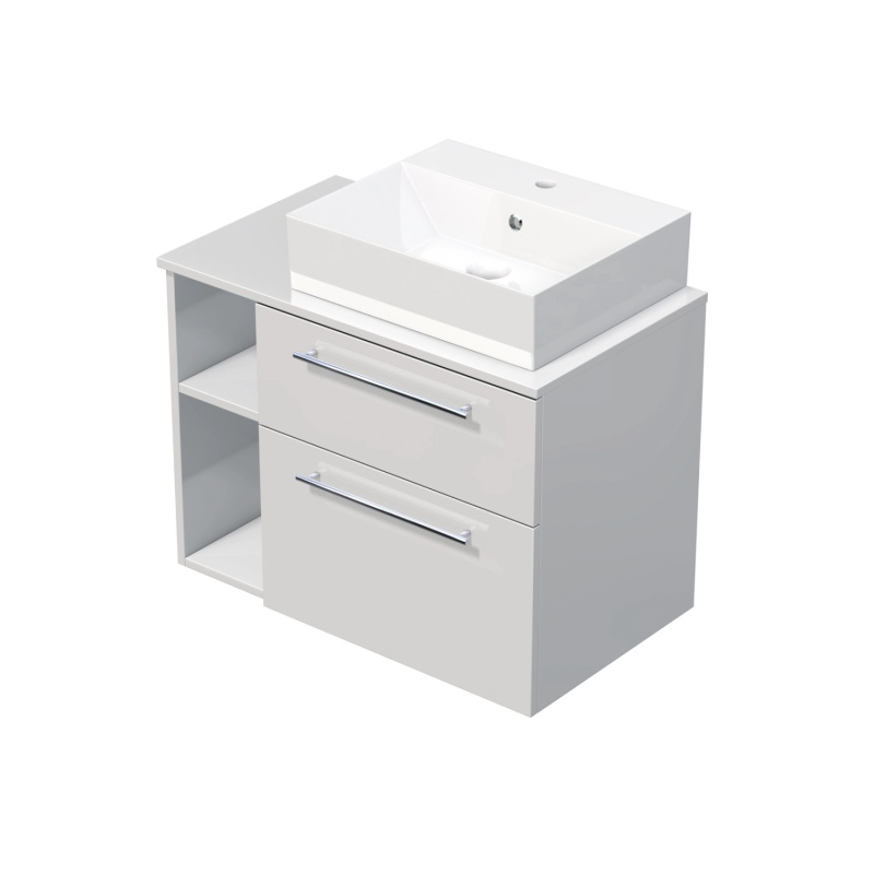 INTEDOOR Koupel.skříň+umyvadlo BEE, úchyt chrom, 80cm, regál vlevo, bílá lesk