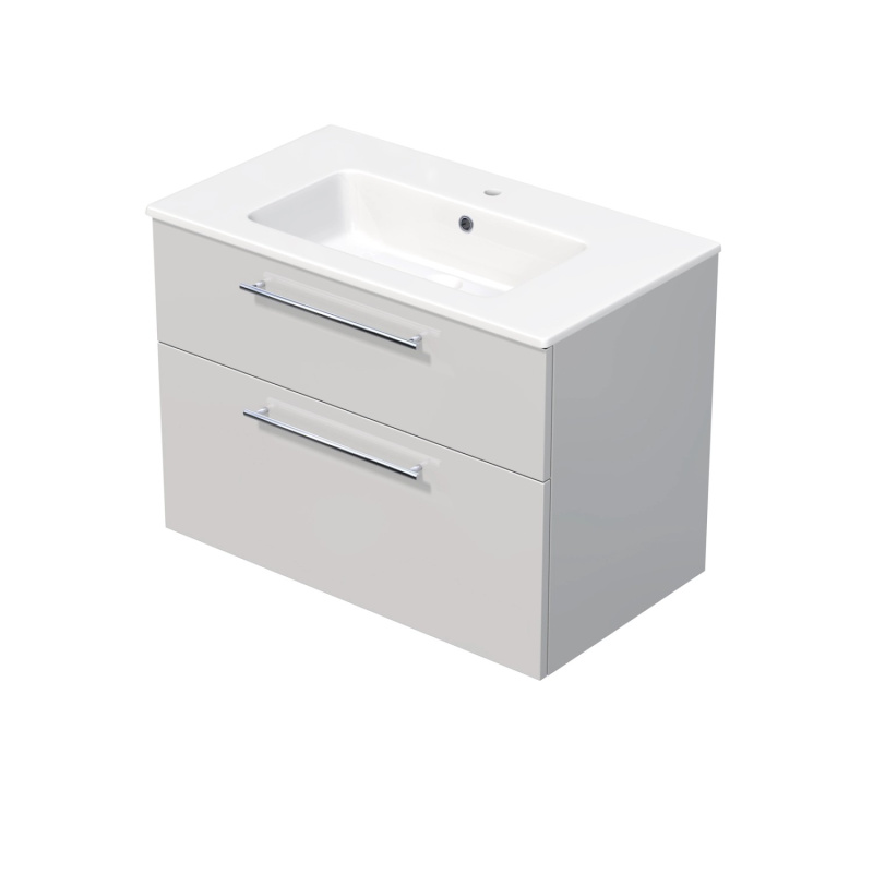 INTEDOOR Koupel.skříň+umyvadlo BEE, úchyt chrom, 2 zás., š. 81 cm, bílá lesk