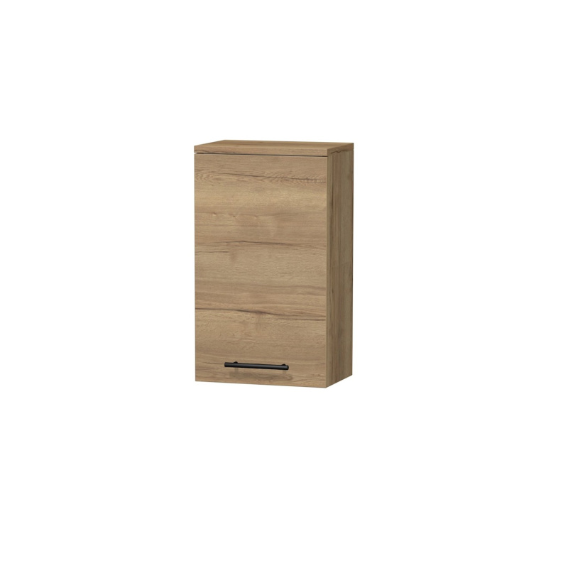 INTEDOOR Horní závěsná skříň BEE levá, úchyt černý, š. 35 cm, dub Halifax