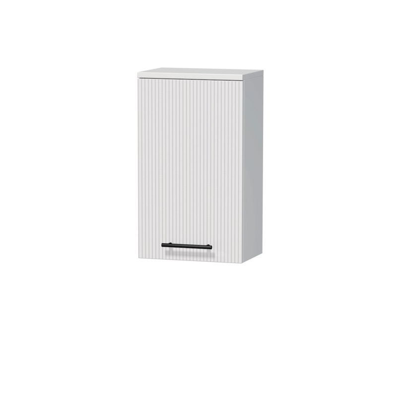 INTEDOOR Horní závěsná skříň BEE levá, úchyt černý, š. 35 cm, bílá 3D pruhy