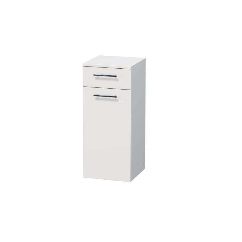 INTEDOOR Nízká skříň BEE, úchyt chrom, 1 zásuvka, koš, š. 35 cm, bílá lesk