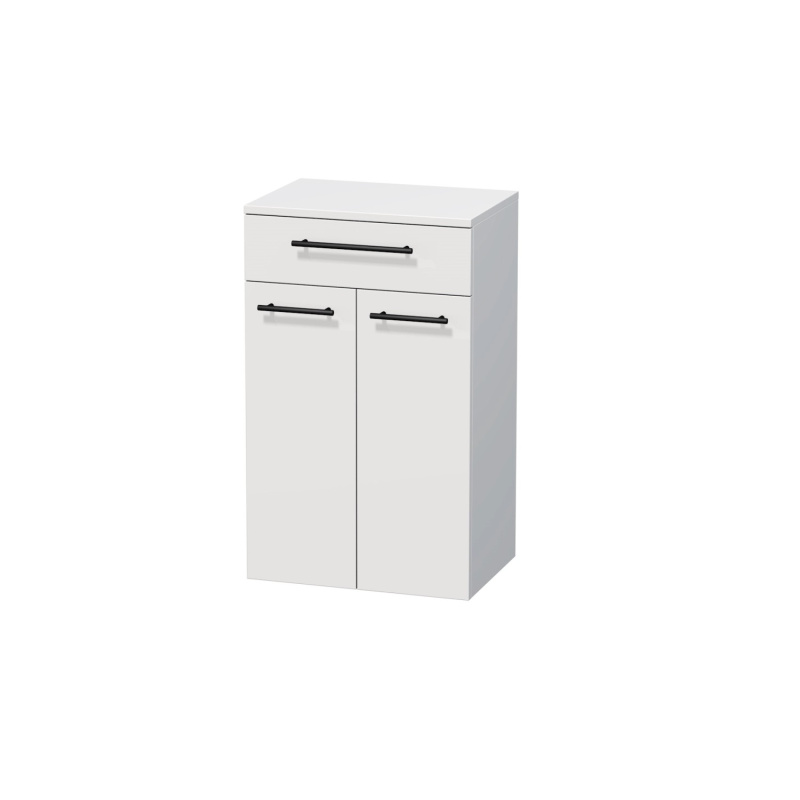 INTEDOOR Nízká skříň BEE, úchyt černý, 1 zásuvka, 2 dveře, š. 50cm, bílá lesk
