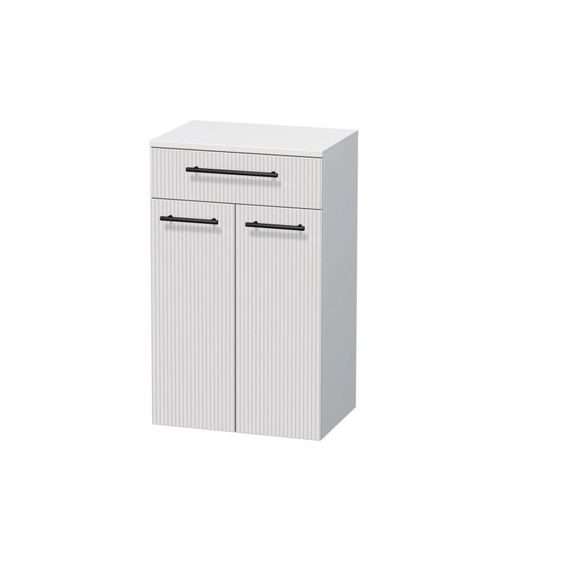 INTEDOOR Nízká skříň BEE, úchyt černý, 1zásuvka, 2dveře, š.50cm, bílá 3D pruhy