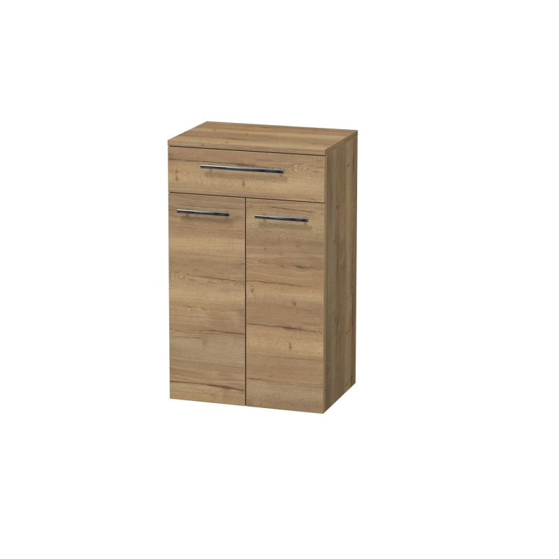 INTEDOOR Nízká skříň BEE, úchyt chrom, 1 zásuvka, 2 dveře, š. 50cm, dub Halifax