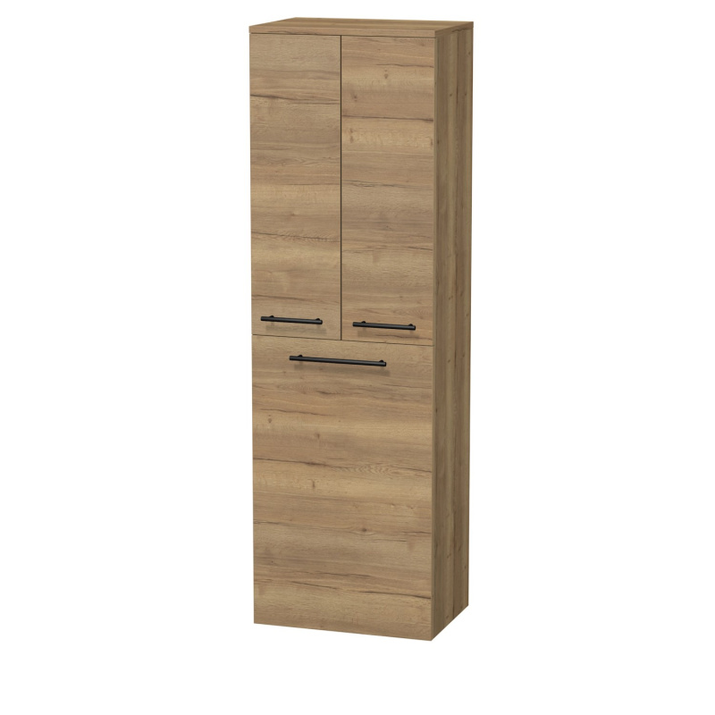 INTEDOOR Vysoká skříň BEE, pravé, úchyt černý, 2dveře, koš, š. 50cm, dub Halifax