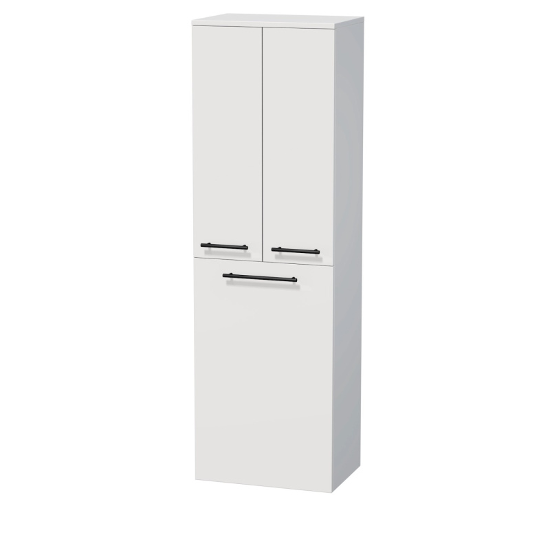 INTEDOOR Vysoká skříň BEE, pravé, úchyt černý, 2 dveře, koš, š. 50 cm, bílá lesk