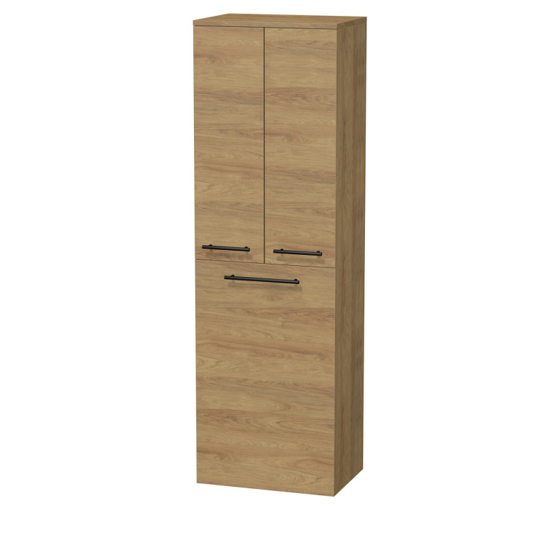 INTEDOOR Vysoká skříň BEE, pravé, úchyt černý, 2dveře, koš, š. 50cm, dub Hickory