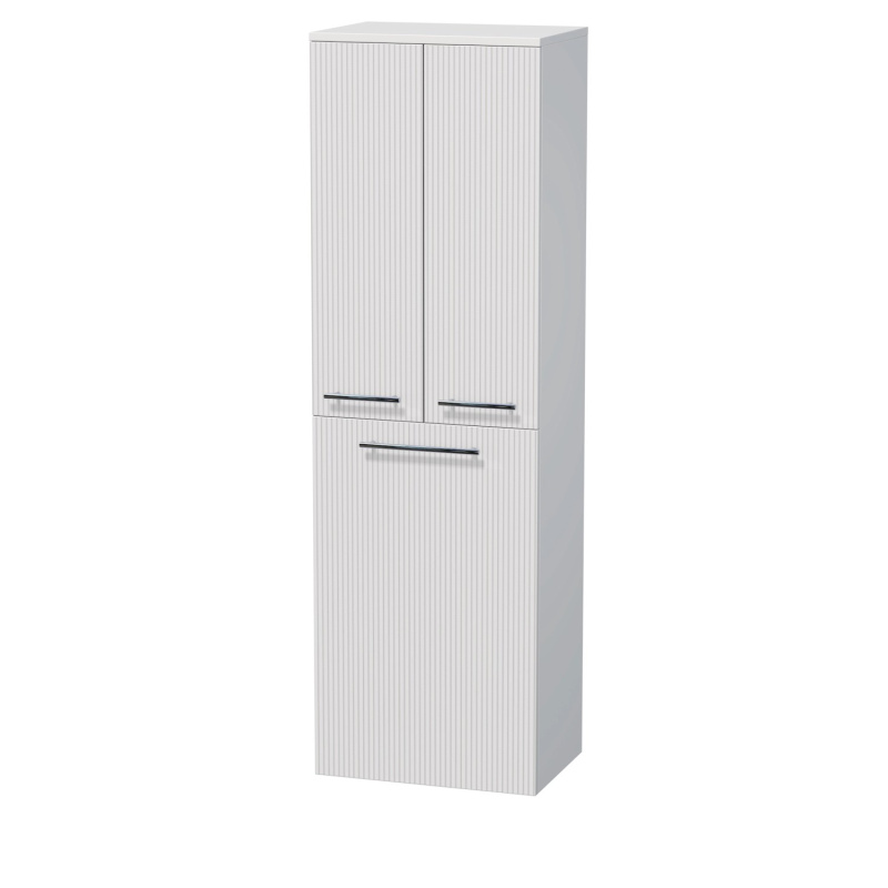 INTEDOOR Vysoká skříň BEE pravá, úchyt chrom, 2dveře, koš, š.50cm, bílá 3D pruhy