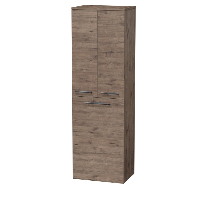 INTEDOOR Vysoká skříň BEE pravá, úchyt chrom, 2dveře, koš, š. 50cm, dub Welling.