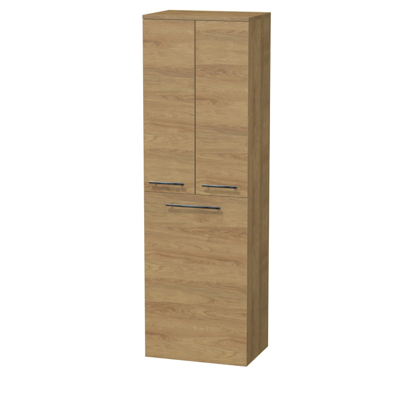 INTEDOOR Vysoká skříň BEE, pravé, úchyt chrom, 2 dveře, koš, š.50cm, dub Hickory