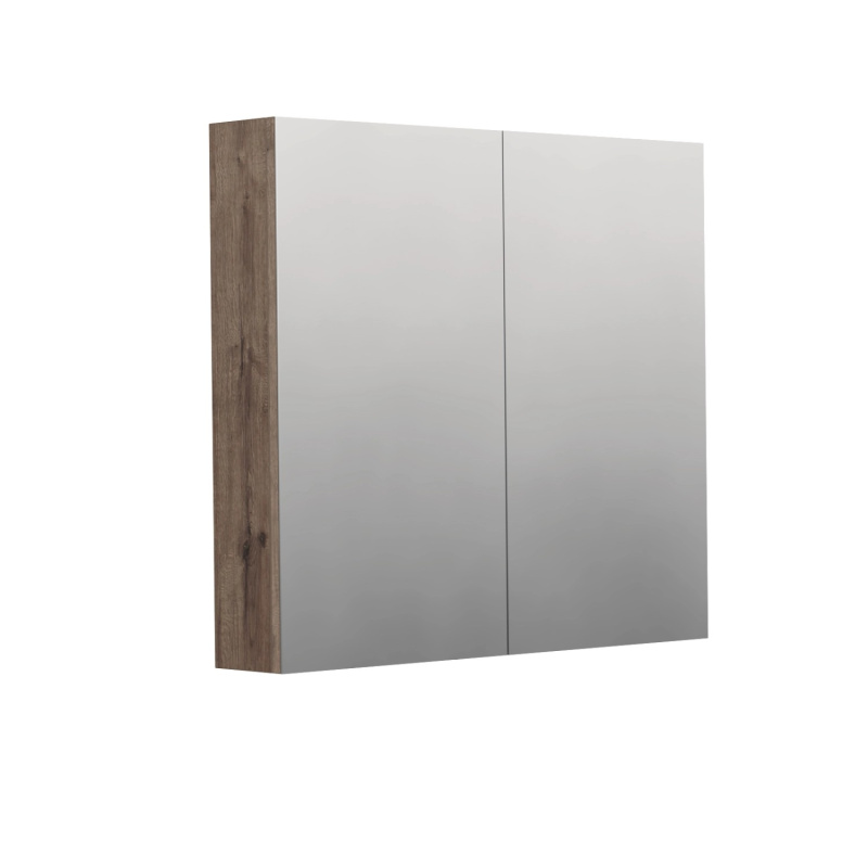 INTEDOOR Zrcadlová skříň BEE, 2 dveře, el.zásuvka, IP44, š. 80cm, dub Wellington