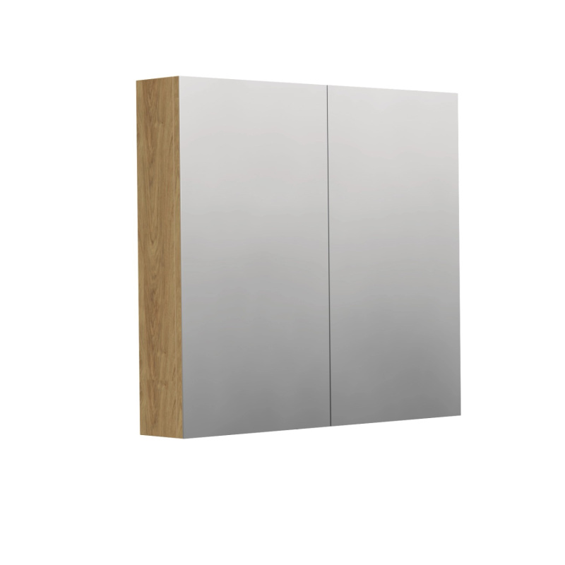 INTEDOOR Zrcadlová skříň BEE, 2 dveře, el.zásuvka, IP44, š. 80cm, dub Hickory