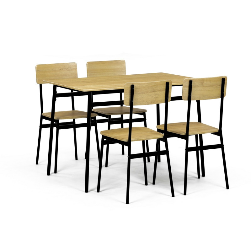 Jídelní set se 4 židlemi Autronic 110x76 cm hnědý MDF AUT-O2155 OAK