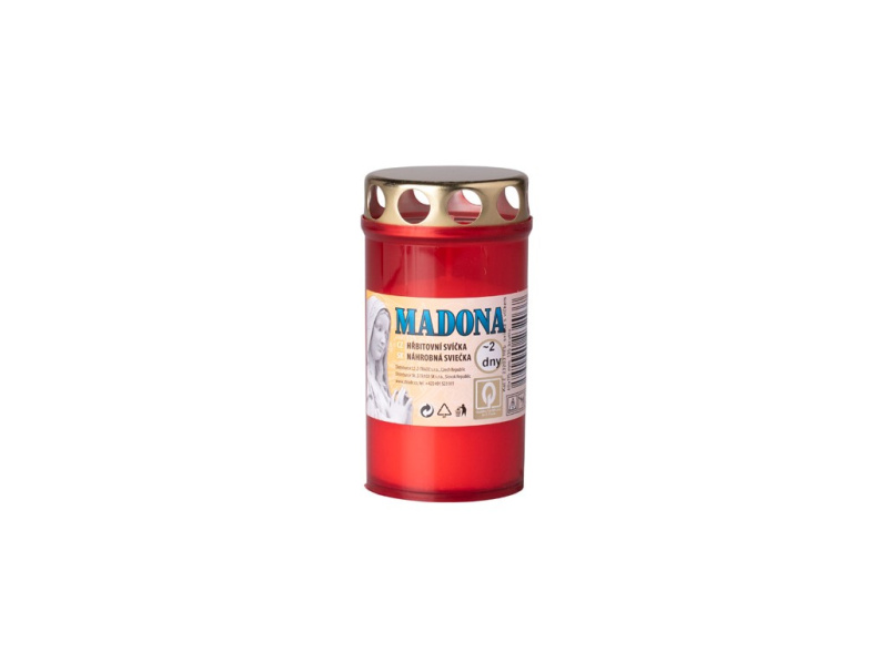 Hřbitovní svíčka Madona s plechovým víčkem, červená, 135 g