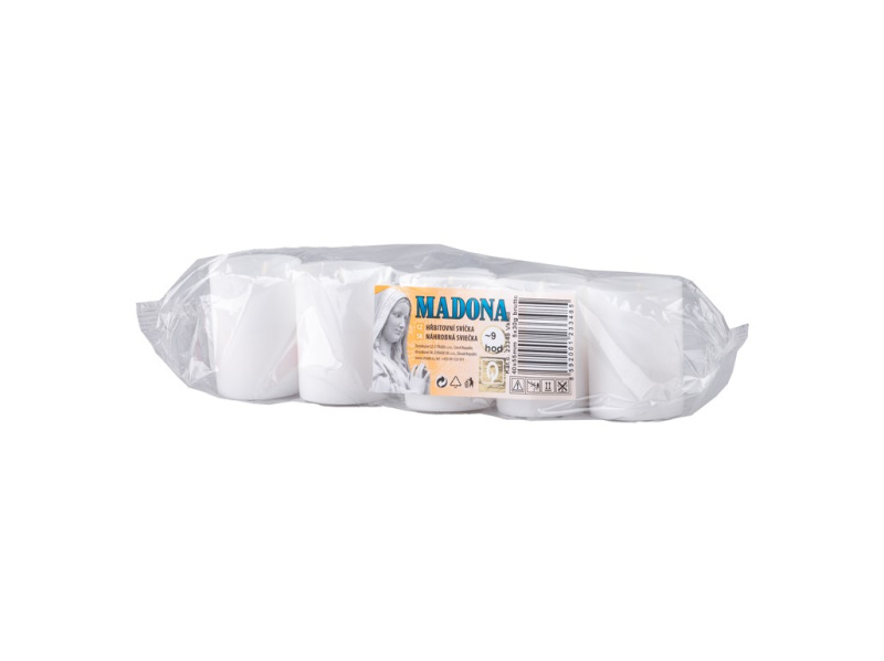 Lisované hřbitovní svíčky Madona, bílá, 5x30 g