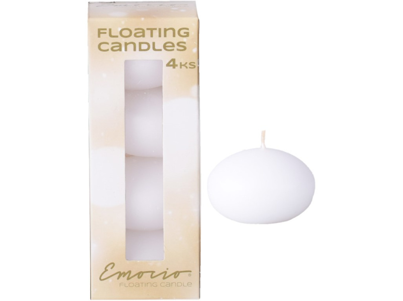Emocio Plovoucí svíčka, bílá, 4 ks