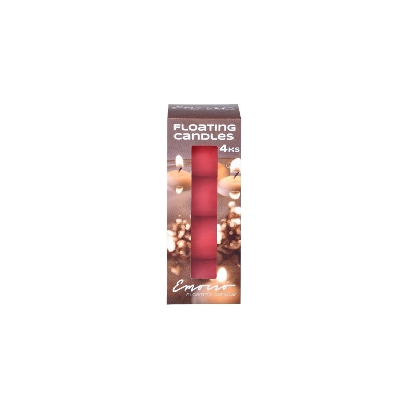 Emocio Plovoucí svíčka, červená, 4 ks