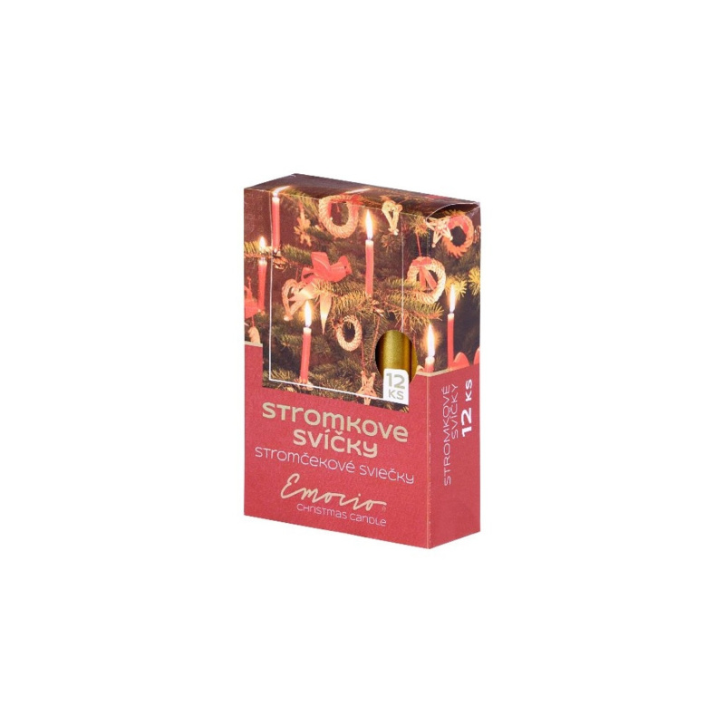Emocio Stromkové svíčky zlaté metalické 12 ks, 12 x 100 mm
