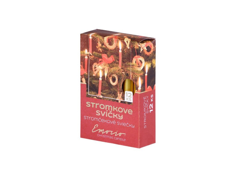 Emocio Stromkové svíčky zlaté metalické 12 ks, 12 x 100 mm